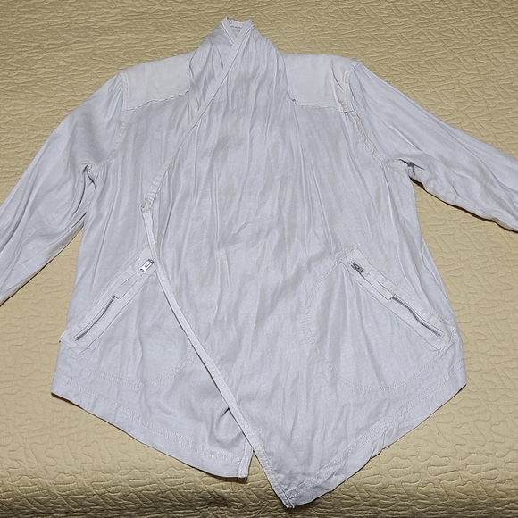 Anthropologie Linen Open Front asymmetrical jacket size L - Picture 6 of 13